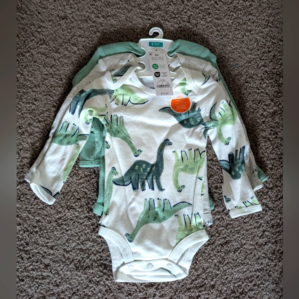 Bodysuit Dinosaur Print 2 Sets Of 3
